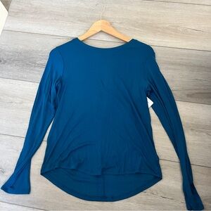 Athleta With Ease Open Back Top Dark Lapis Blue Small NWT
